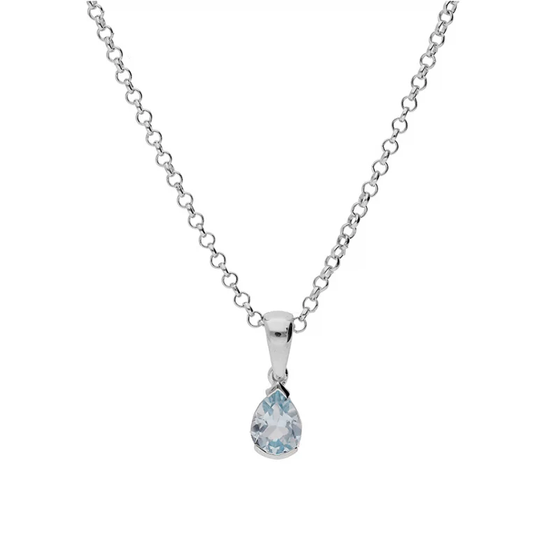 Collier topaze bleu taille poire – Argent 925 rhodié | Azuline