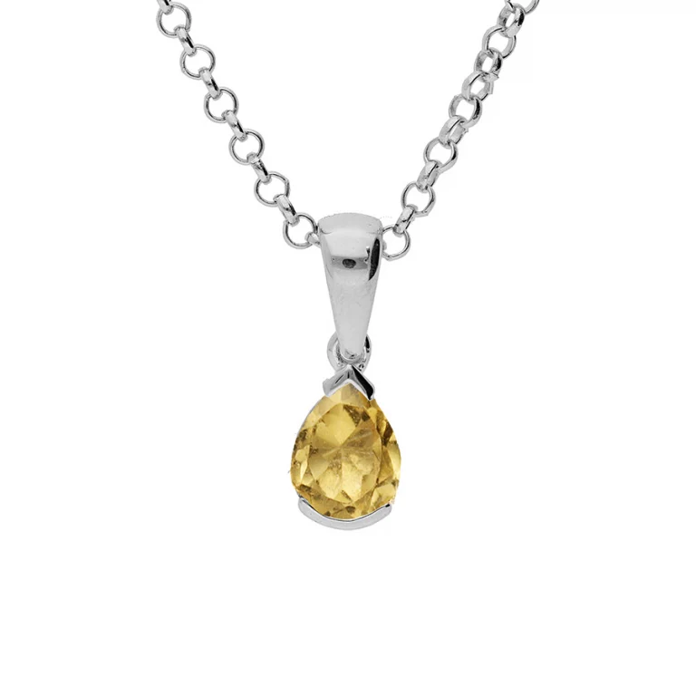 Collier citrine taille poire – Argent 925 rhodié | Azuline