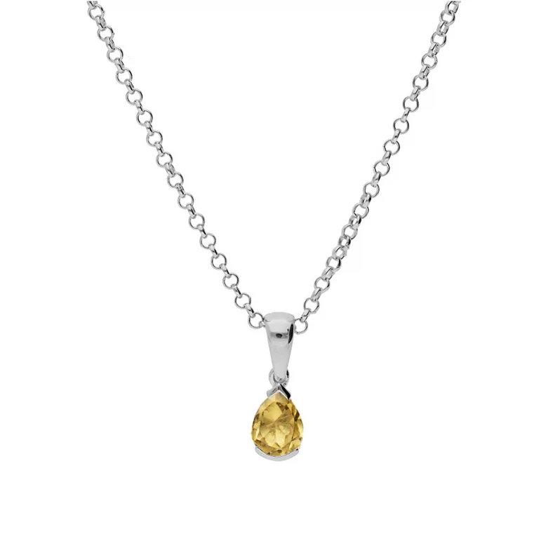 Collier citrine taille poire – Argent 925 rhodié | Azuline