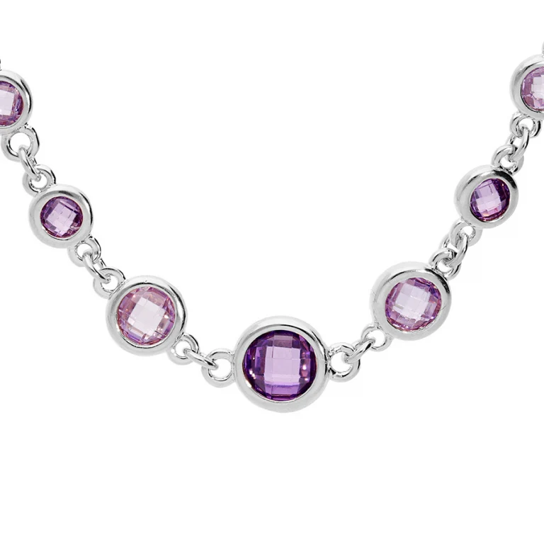 Collier cercle serti d’oxydes ronds violets – Argent 925 rhodié | Azuline