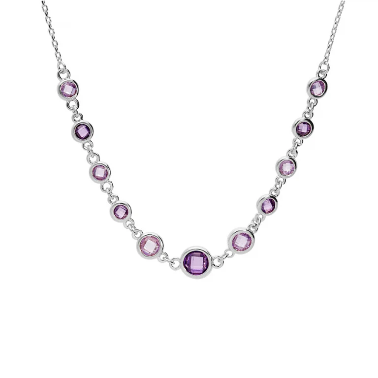 Collier cercle serti d’oxydes ronds violets – Argent 925 rhodié | Azuline