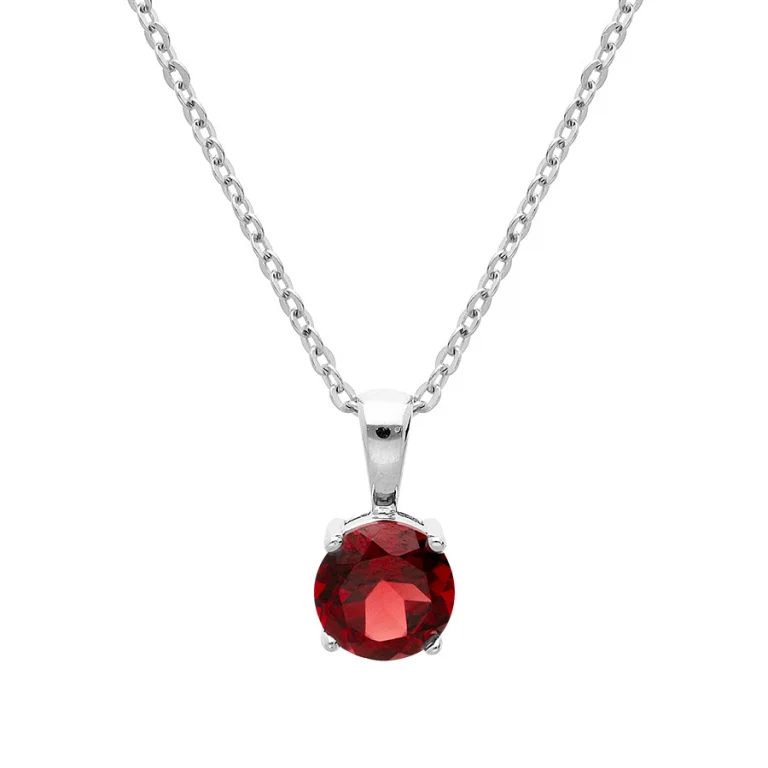 Collier grenat taille ronde à grenat 6,5 mm – Argent 925 rhodié | Azuline