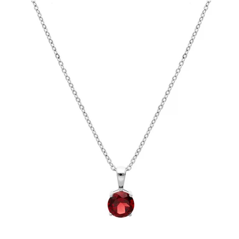 Collier grenat taille ronde à grenat 6,5 mm – Argent 925 rhodié | Azuline