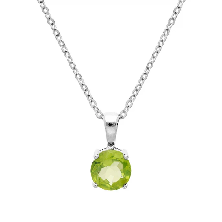 Collier péridot taille ronde à péridot véritable – Argent 925 rhodié | Azuline