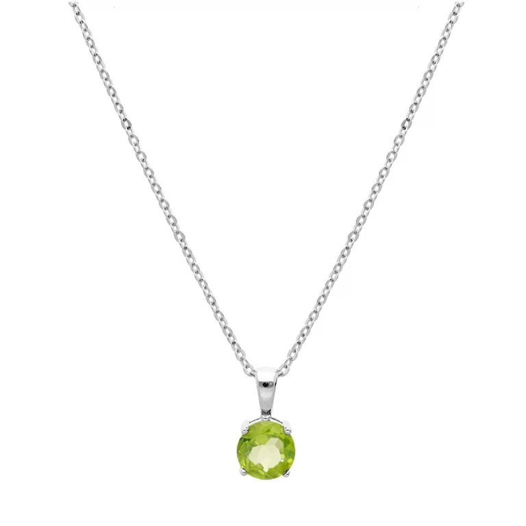 Collier péridot taille ronde à péridot véritable – Argent 925 rhodié | Azuline