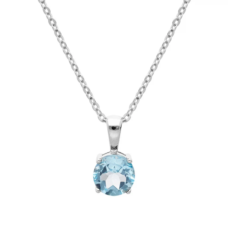 Collier topaze bleu taille ronde à topaze bleu 6,5mm – Argent 925 rhodié | Azuline