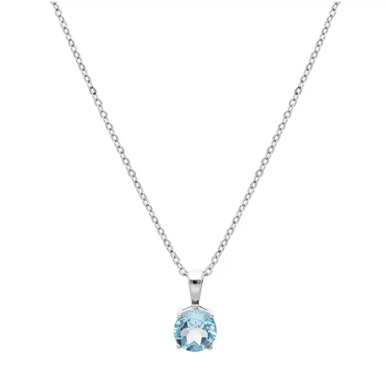 Collier topaze bleu taille ronde à topaze bleu 6,5mm – Argent 925 rhodié | Azuline