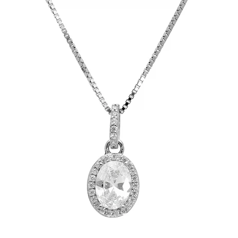 Collier pendentif ovale – Argent 925 rhodié | Azuline