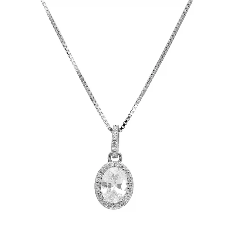Collier pendentif ovale – Argent 925 rhodié | Azuline
