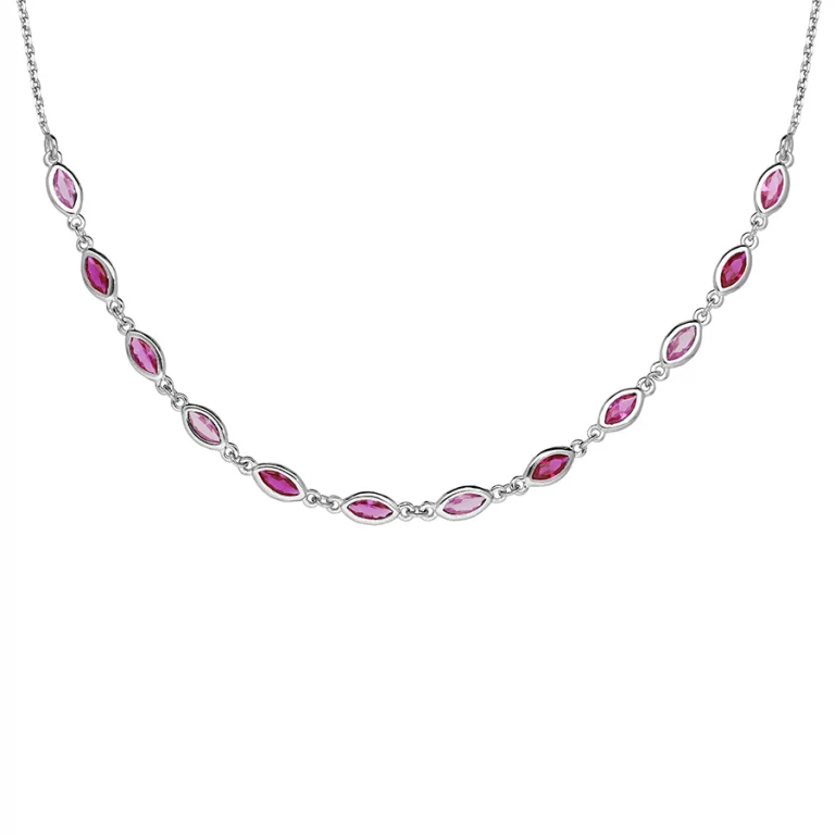 Collier dégradé serti d’oxydes rose dégradé – Argent 925 rhodié | Azuline