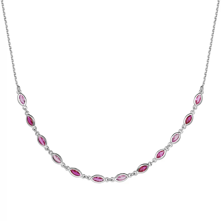 Collier dégradé serti d’oxydes rose dégradé – Argent 925 rhodié | Azuline