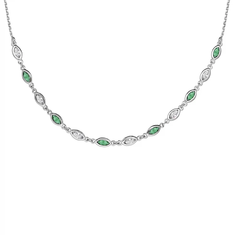 Collier oxydes coloris vert – Argent 925 rhodié | Azuline