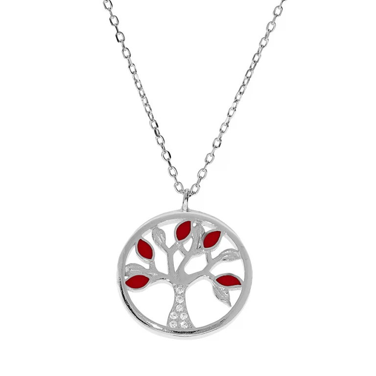 Collier arbre serti d’oxydes blancs ajouré – Argent 925 rhodié | Azuline