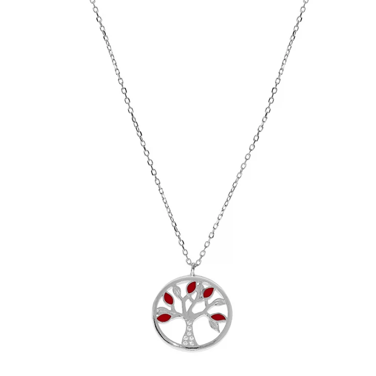 Collier arbre serti d’oxydes blancs ajouré – Argent 925 rhodié | Azuline