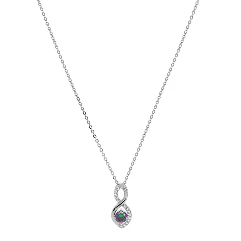 Collier infini serti d’oxydes blancs et mystiques – Argent 925 rhodié | Azuline