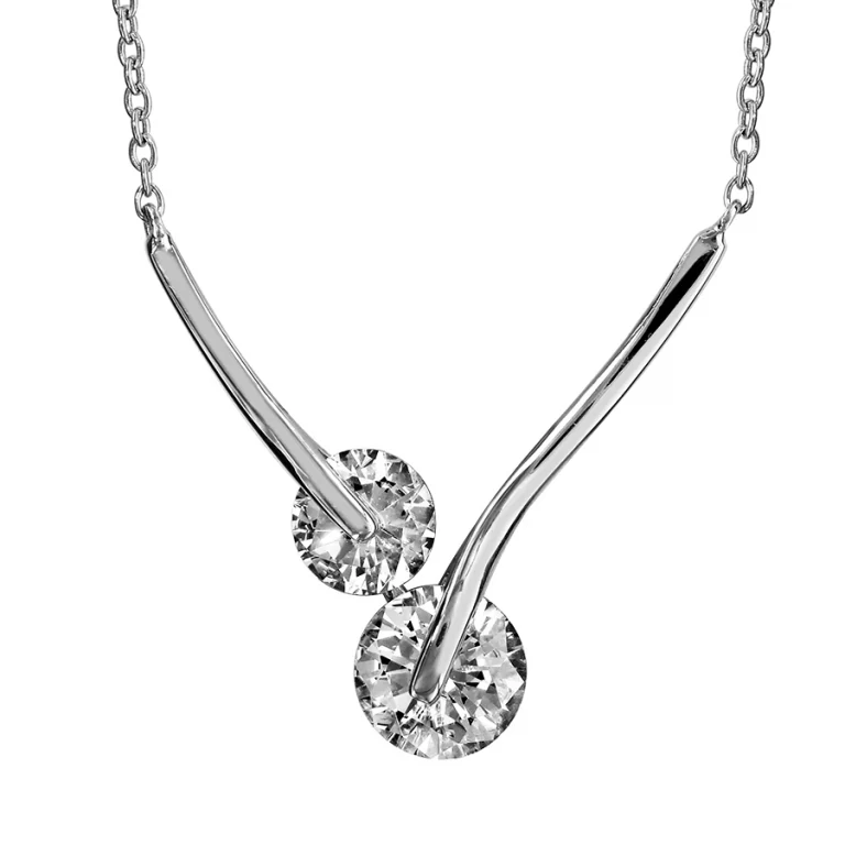 Collier à deux oxydes blancs – Argent 925 rhodié | Azuline