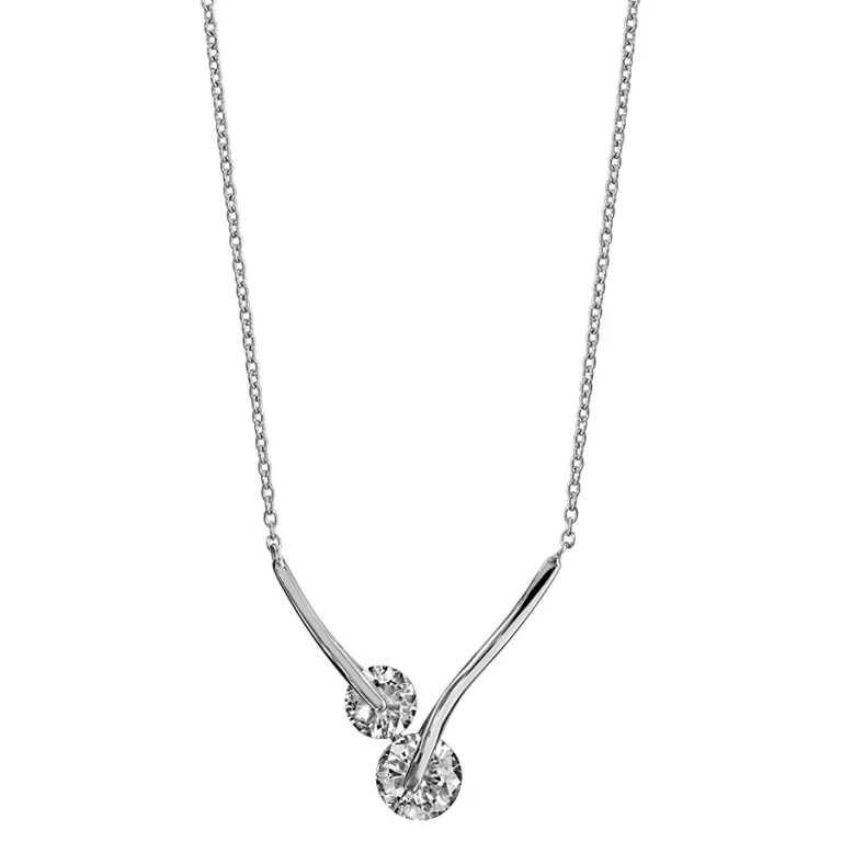 Collier à deux oxydes blancs – Argent 925 rhodié | Azuline