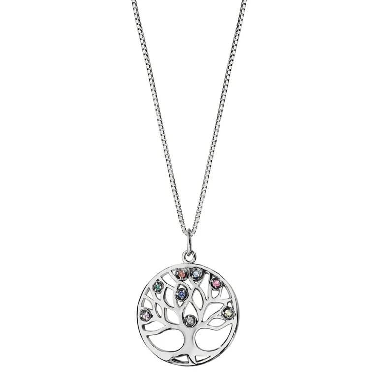 Collier rond à pierres synthétiques multicolores – Argent 925 rhodié | Azuline