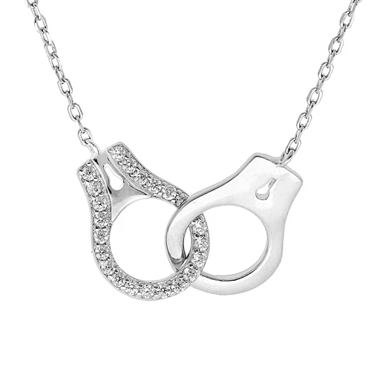 Collier menottes serti d’oxydes blancs – Argent 925 rhodié | Azuline