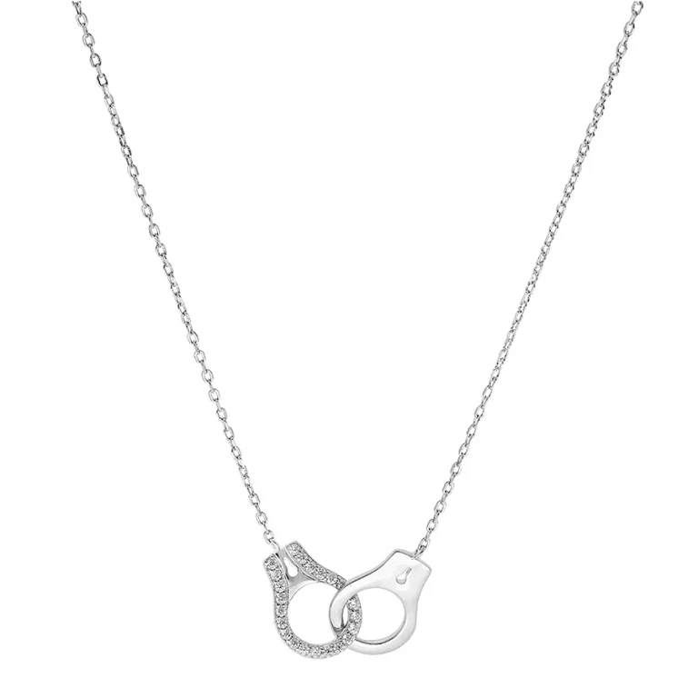 Collier menottes serti d’oxydes blancs – Argent 925 rhodié | Azuline