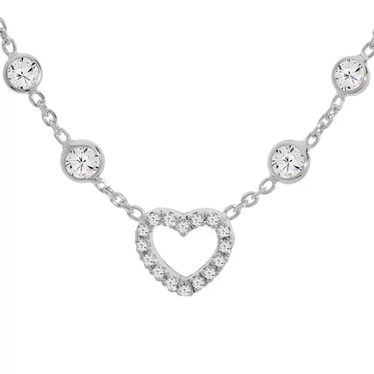 Collier cœur serti et six oxydes en chute – Argent 925 rhodié | Azuline