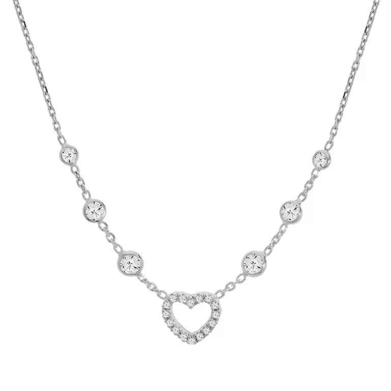 Collier cœur serti et six oxydes en chute – Argent 925 rhodié | Azuline