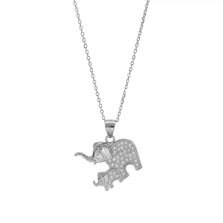 Collier éléphants – Argent 925 rhodié | Azuline