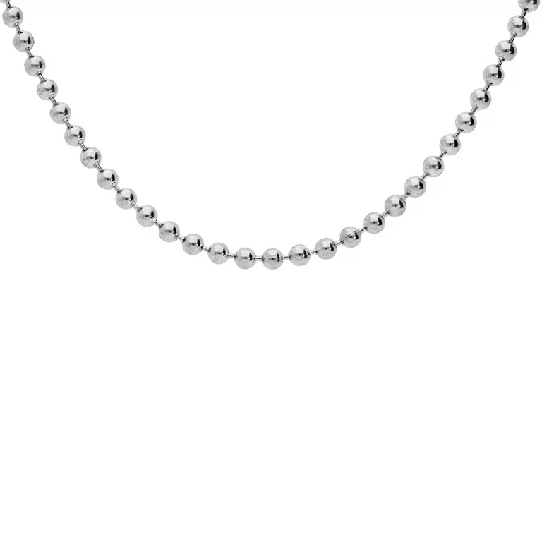 Collier long boules satiné 50 cm – Argent 925 rhodié | Azuline