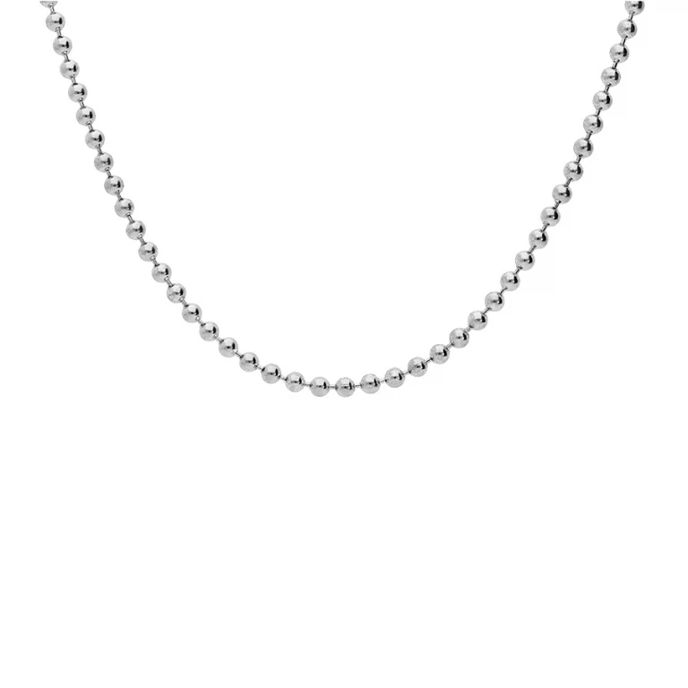 Collier long boules satiné 50 cm – Argent 925 rhodié | Azuline