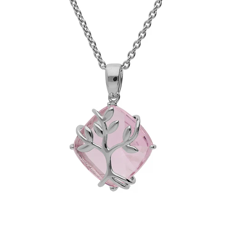 Collier arbre de vie coloris rose – Argent 925 rhodié | Azuline