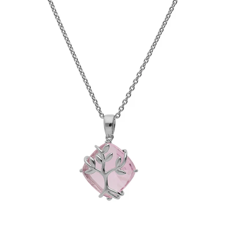 Collier arbre de vie coloris rose – Argent 925 rhodié | Azuline