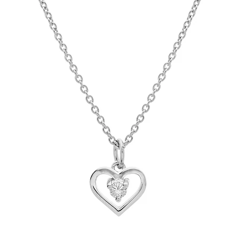 Collier ras de cou cœur à oxyde blanc 40 cm – Argent 925 rhodié | Azuline