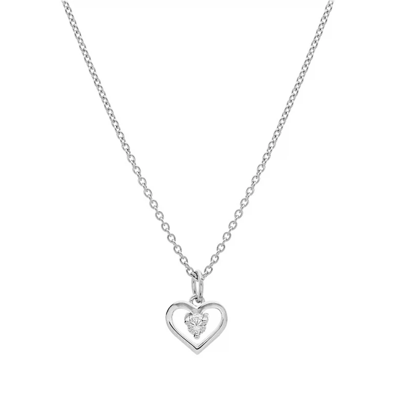Collier ras de cou cœur à oxyde blanc 40 cm – Argent 925 rhodié | Azuline