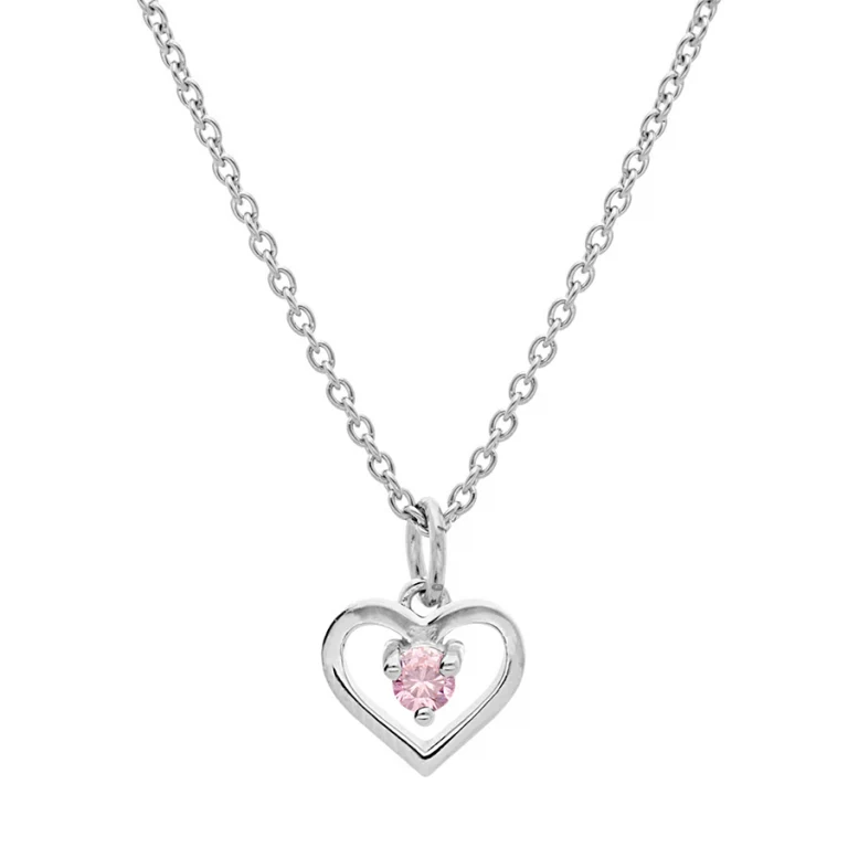Collier ras de cou cœur à oxyde rose 40 cm petit modèle – Argent 925 rhodié | Azuline