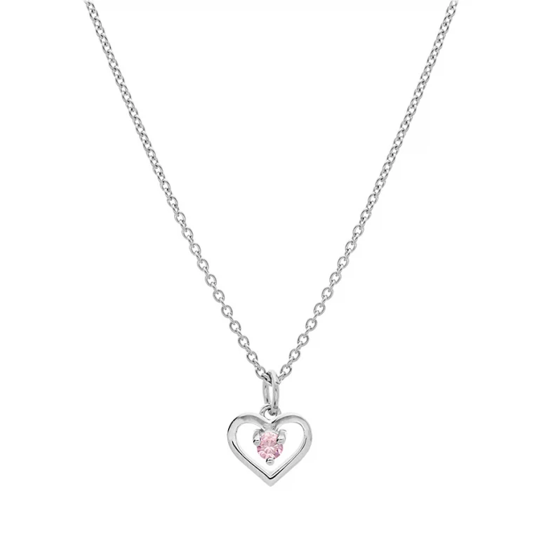 Collier ras de cou cœur à oxyde rose 40 cm petit modèle – Argent 925 rhodié | Azuline