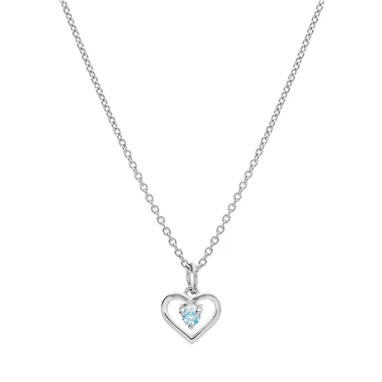 Collier ras de cou cœur à oxyde bleu ciel 40 cm – Argent 925 rhodié | Azuline