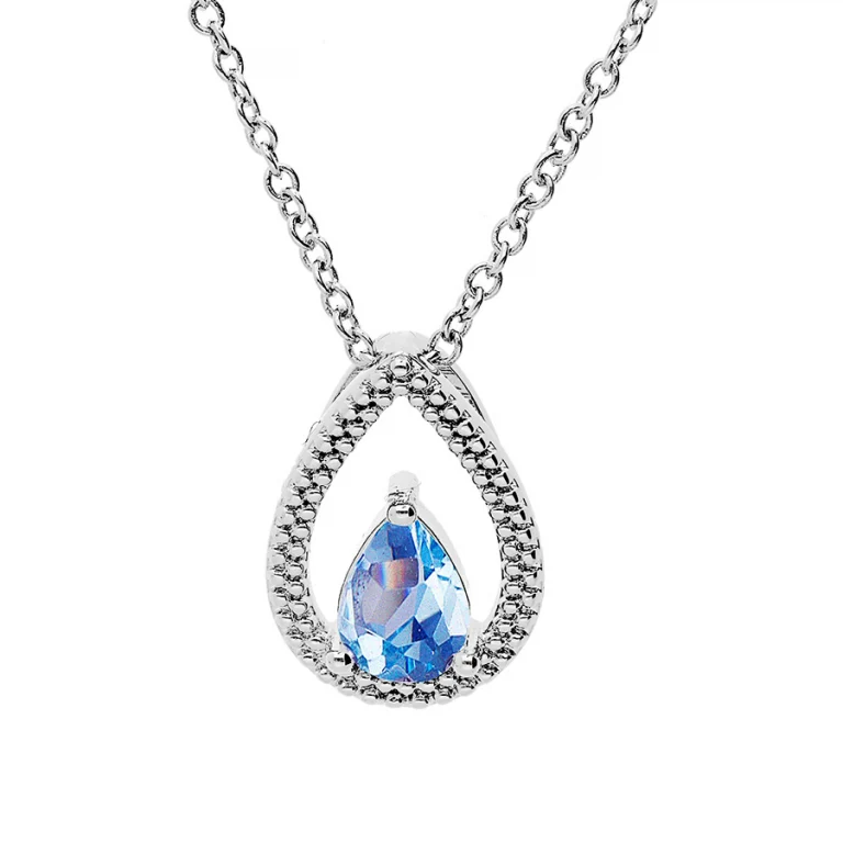 Collier goutte à oxyde bleu ciel – Argent 925 rhodié | Azuline