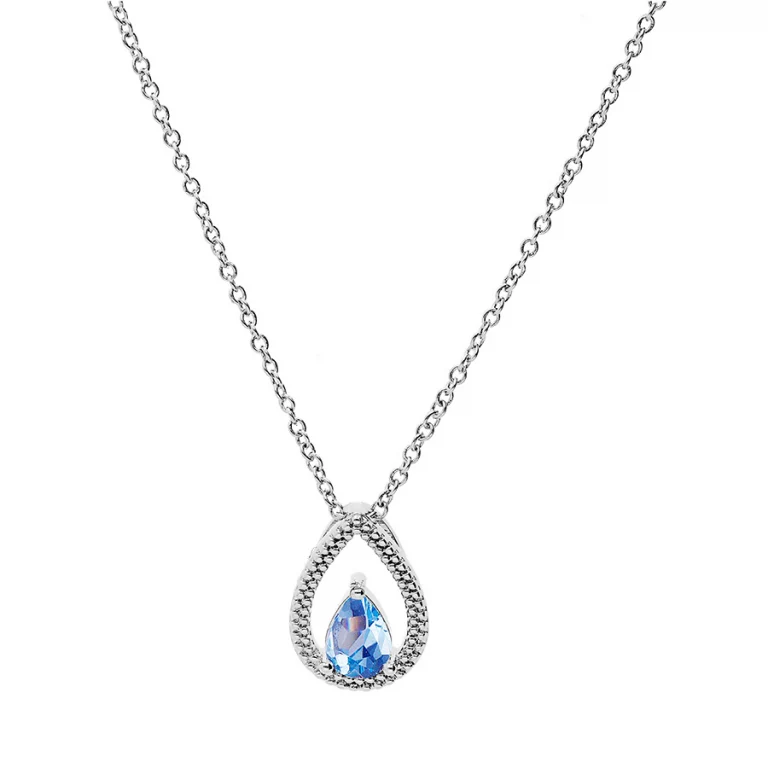 Collier goutte à oxyde bleu ciel – Argent 925 rhodié | Azuline