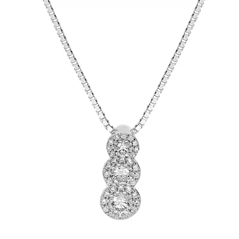 Collier pendentif à synthétique blanche – Argent 925 rhodié | Azuline