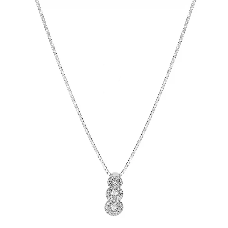 Collier pendentif à synthétique blanche – Argent 925 rhodié | Azuline