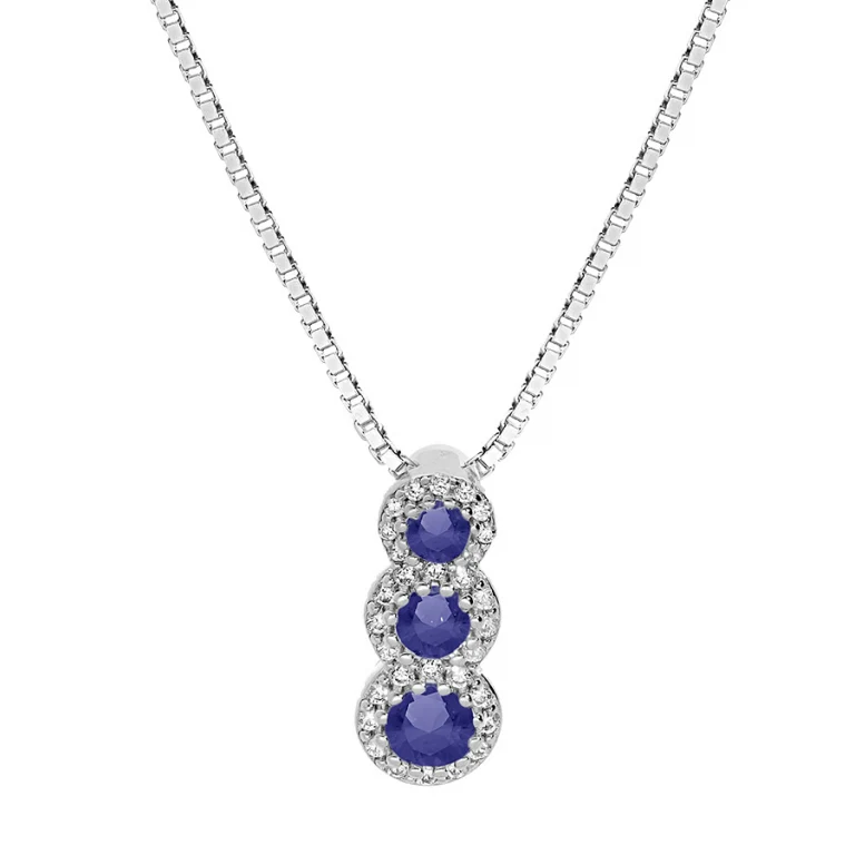 Collier chute à pierres bleues synthétiques et oxydes blancs – Argent 925 rhodié | Azuline