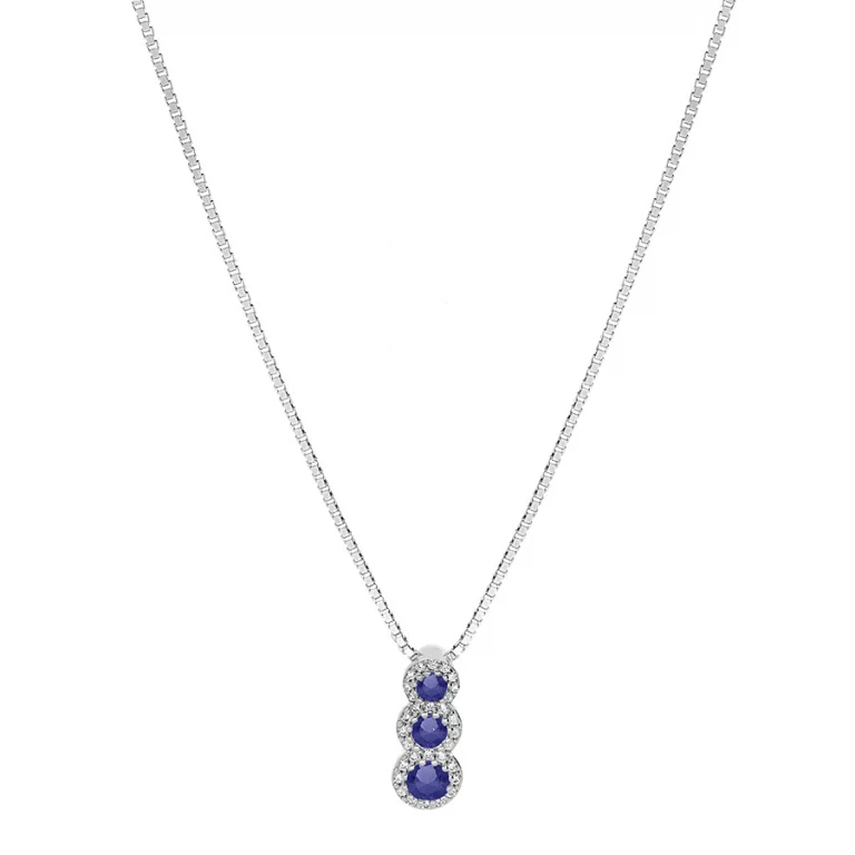 Collier chute à pierres bleues synthétiques et oxydes blancs – Argent 925 rhodié | Azuline