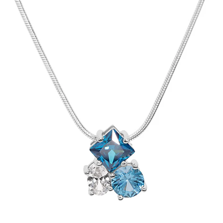 Collier 3 oxydes bleus et blanc – Argent 925 rhodié | Azuline