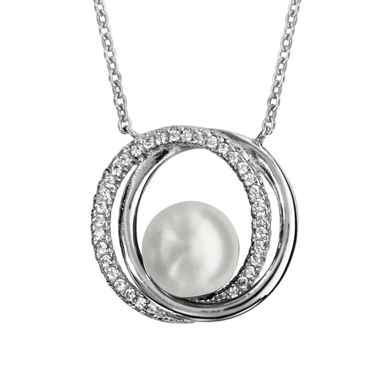 Collier cercle à perle imitation blanche – Argent 925 rhodié | Azuline