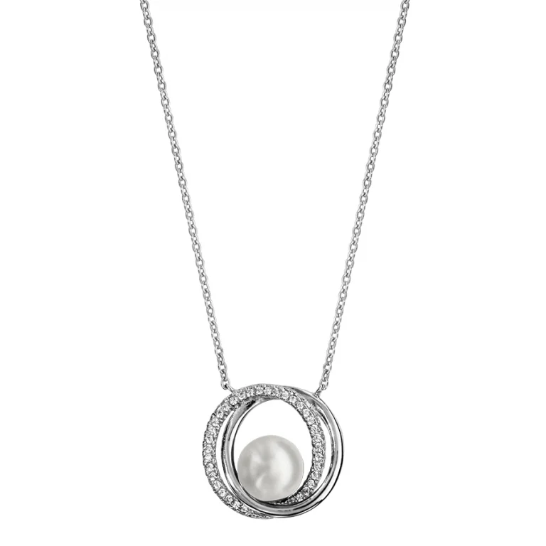 Collier cercle à perle imitation blanche – Argent 925 rhodié | Azuline