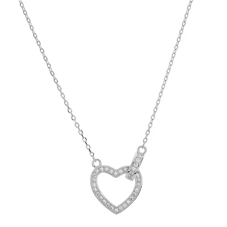 Collier cœur contour serti à nœud – Argent 925 rhodié | Azuline