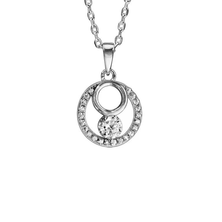 Collier rond serti d’oxydes et oxyde serti clos – Argent 925 rhodié | Azuline