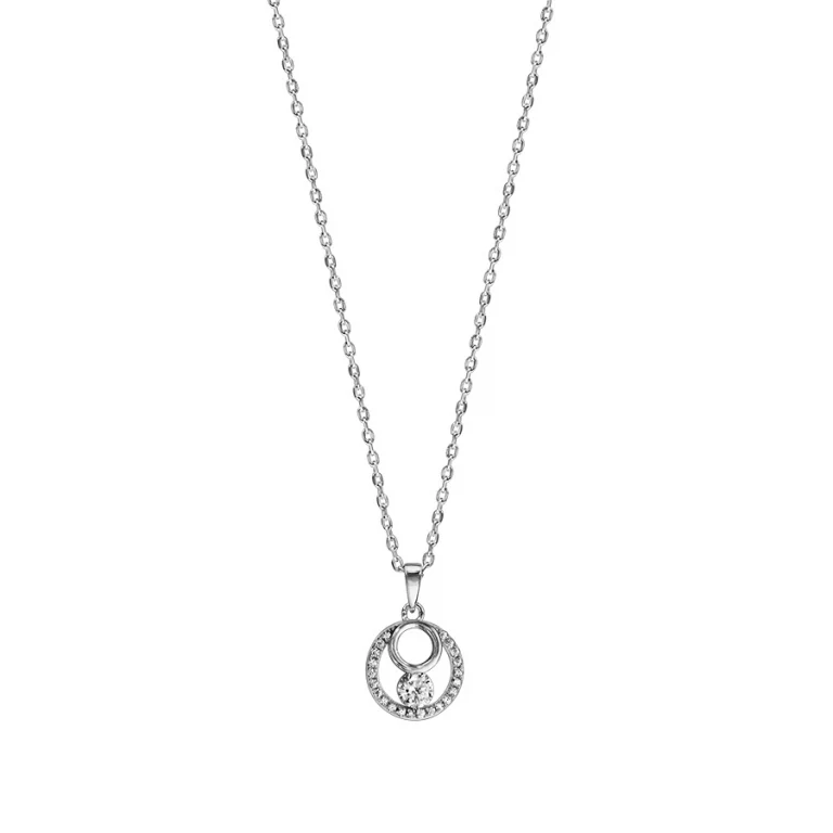 Collier rond serti d’oxydes et oxyde serti clos – Argent 925 rhodié | Azuline