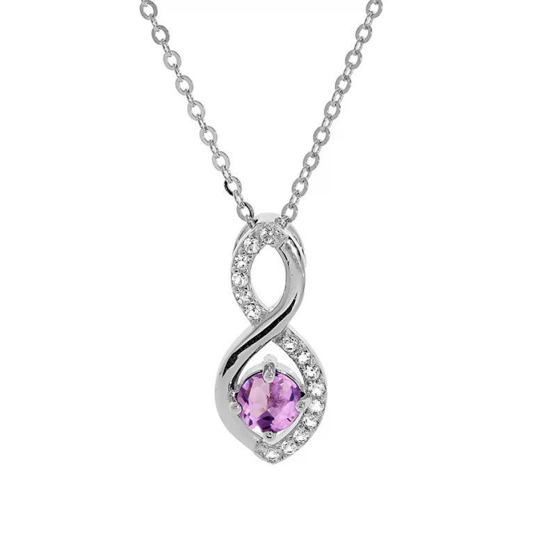 Collier infini à améthyste véritable et oxydes blancs – Argent 925 rhodié | Azuline