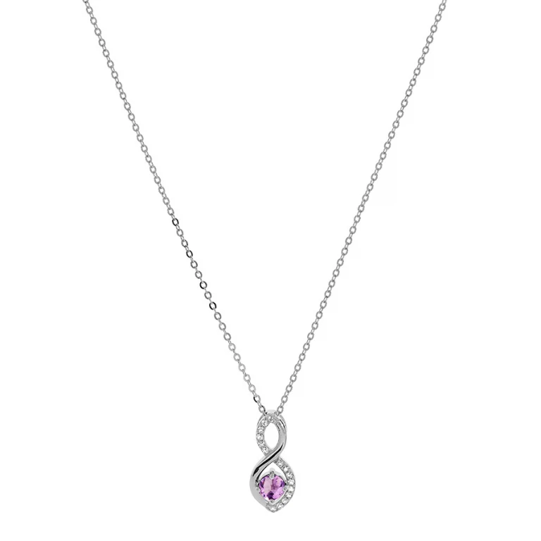 Collier infini à améthyste véritable et oxydes blancs – Argent 925 rhodié | Azuline